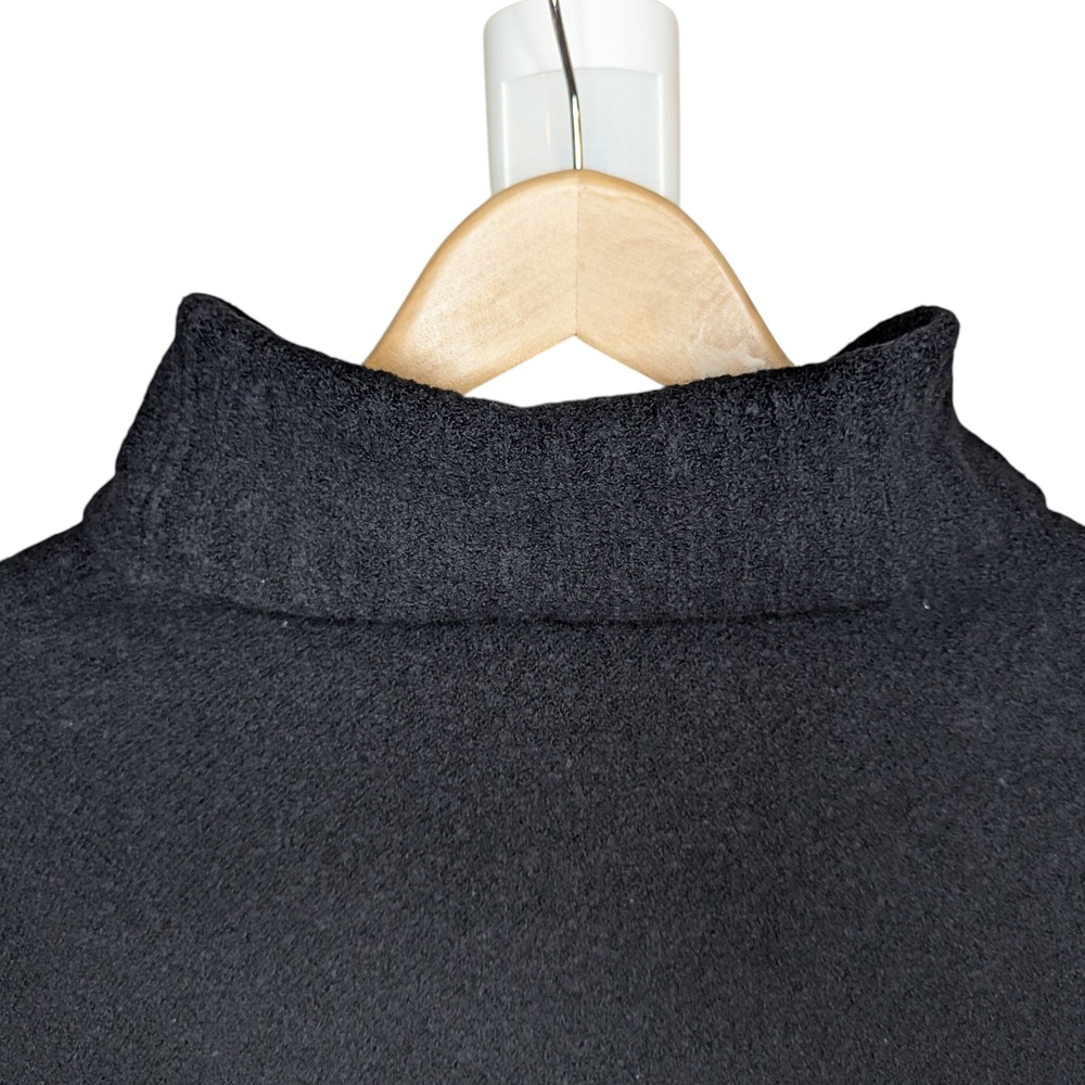 J.Jill Black Bouclé Knit Turtleneck Poncho Sweater One Size - Picture 6 of 10